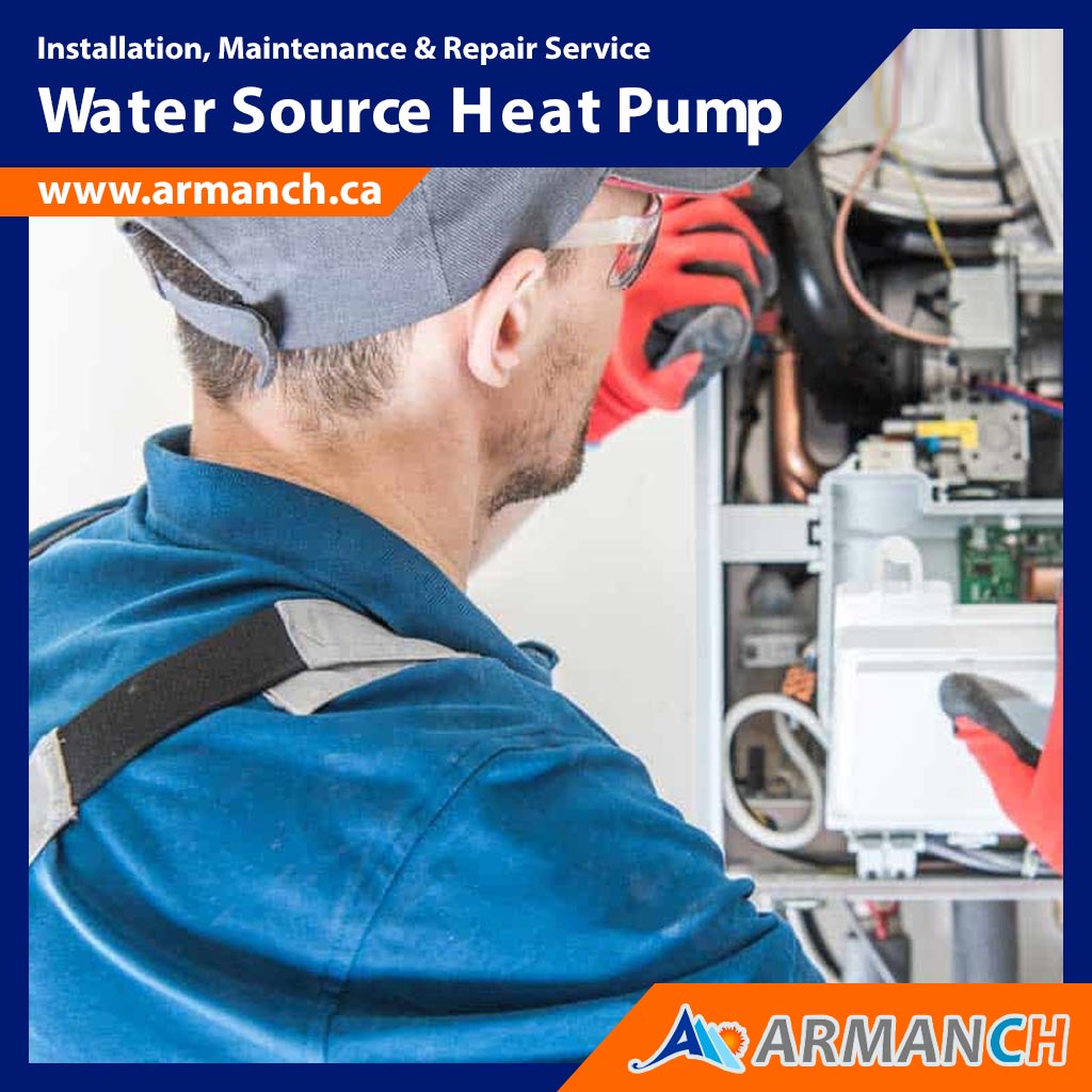 Armanch HVAC specialist-repairs a water source heat pump